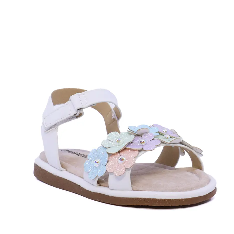Sandale cu floricele fete albe 2571FS2329A — imaginea 2