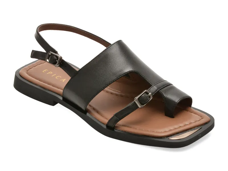 Sandale EPICA negre, D672, din piele naturala