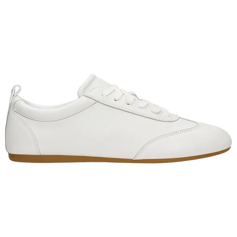 Sneakers albi damă din piele naturală netedă