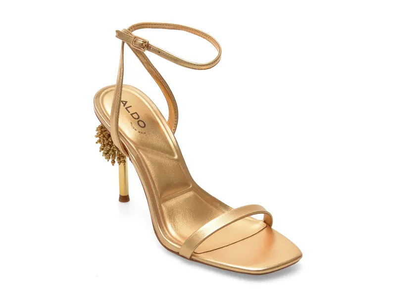 Sandale elegante aurii, 14377041, din piele ecologica