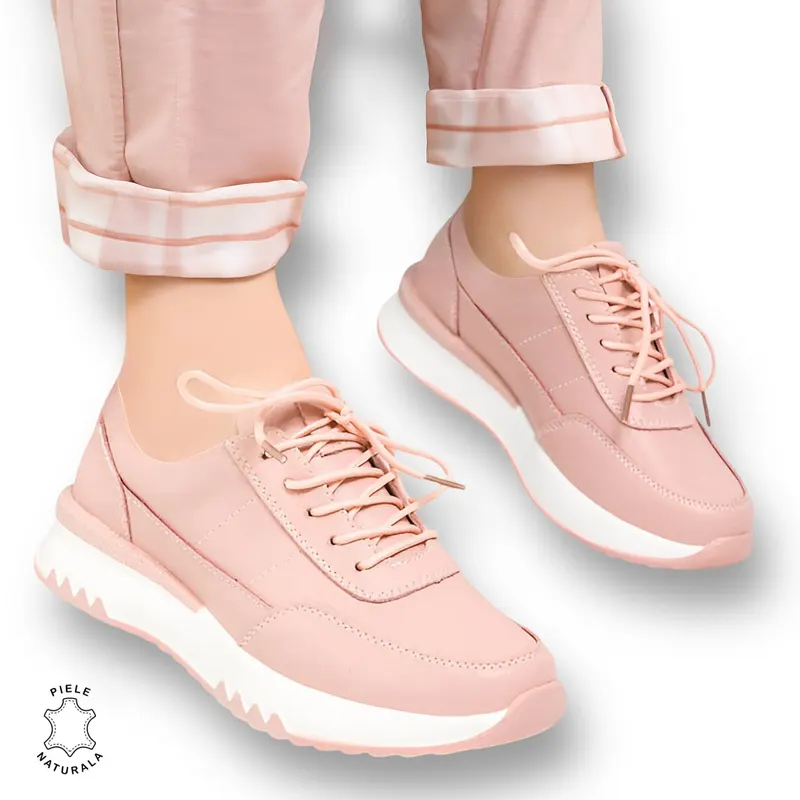 Pantofi casual piele naturala CRL886 ROZ