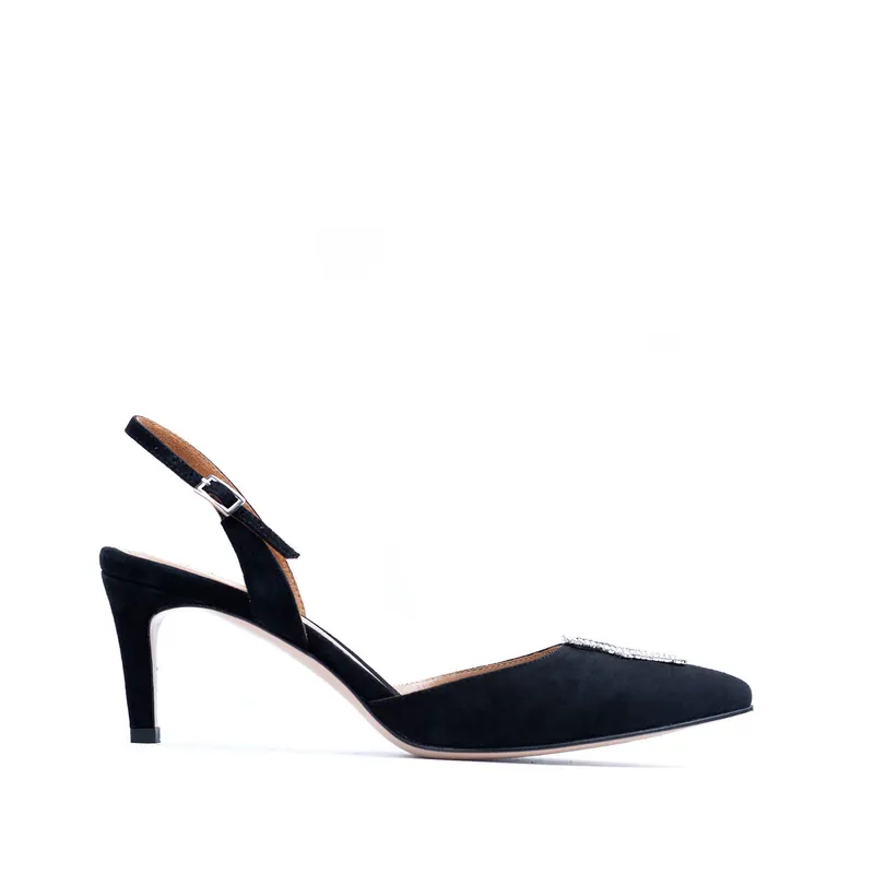Pantofi Alice Cristale, Piele Intoarsa, Negri