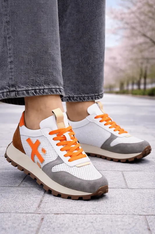 Sneakers din Piele Naturala Portocaliu - CORYA ORANGE
