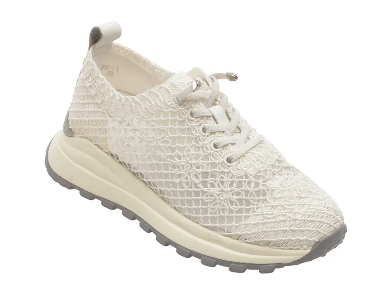 Pantofi albi, WM01, din material textil