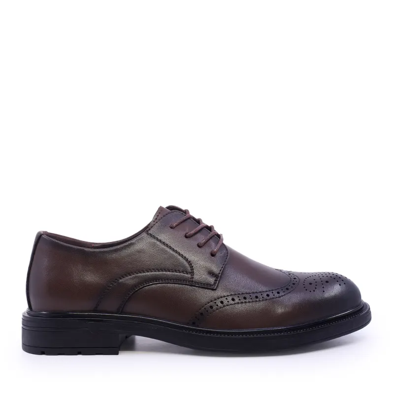 Pantofi derby bărbați maro din piele 3851bp042m