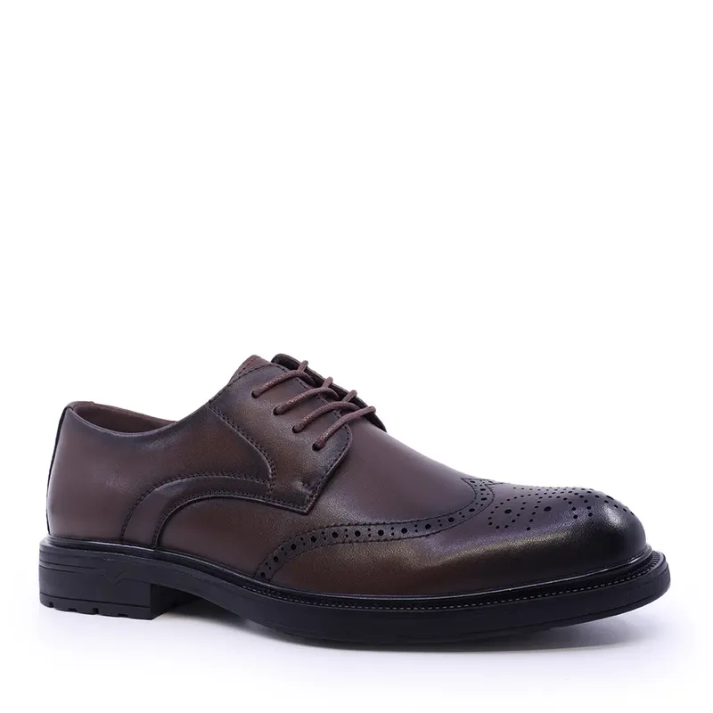 Pantofi derby bărbați maro din piele 3851bp042m — imaginea 2