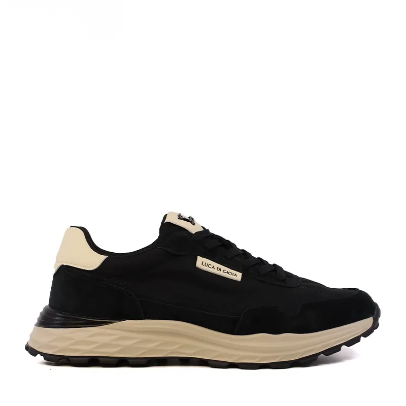 Sneakers bărbați Luca di Gioia negri din piele și textil 1321BP2100VN