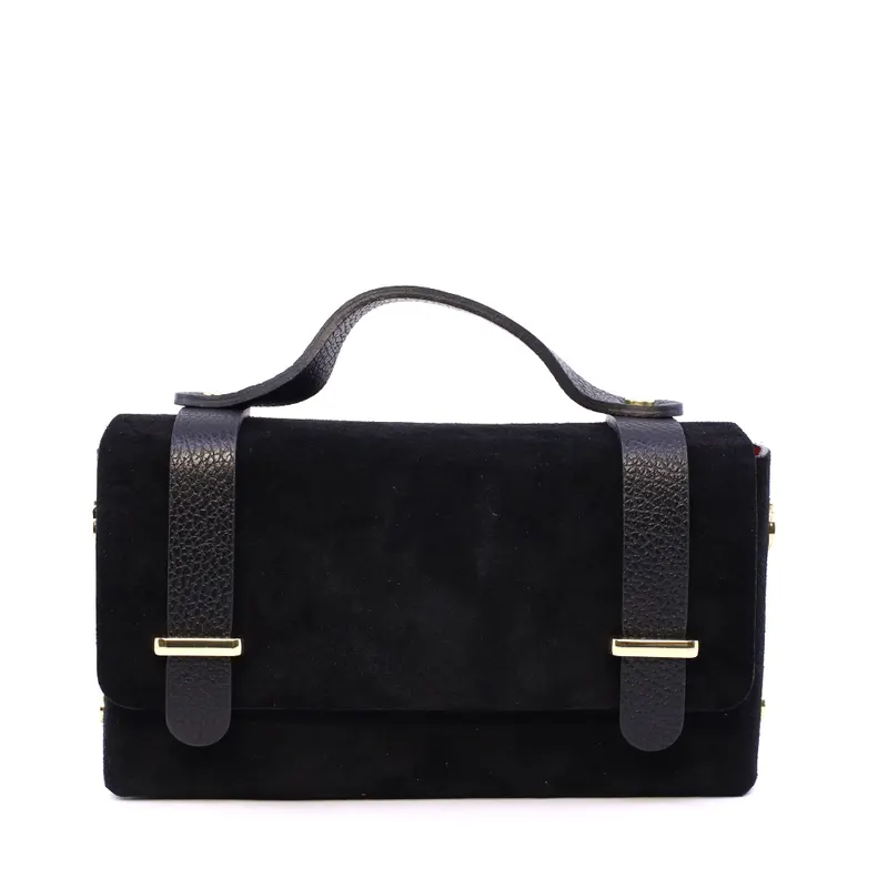 Poșetă mini crossbody femei Luca di Gioia neagră din piele întoarsă 144POSP3644VN