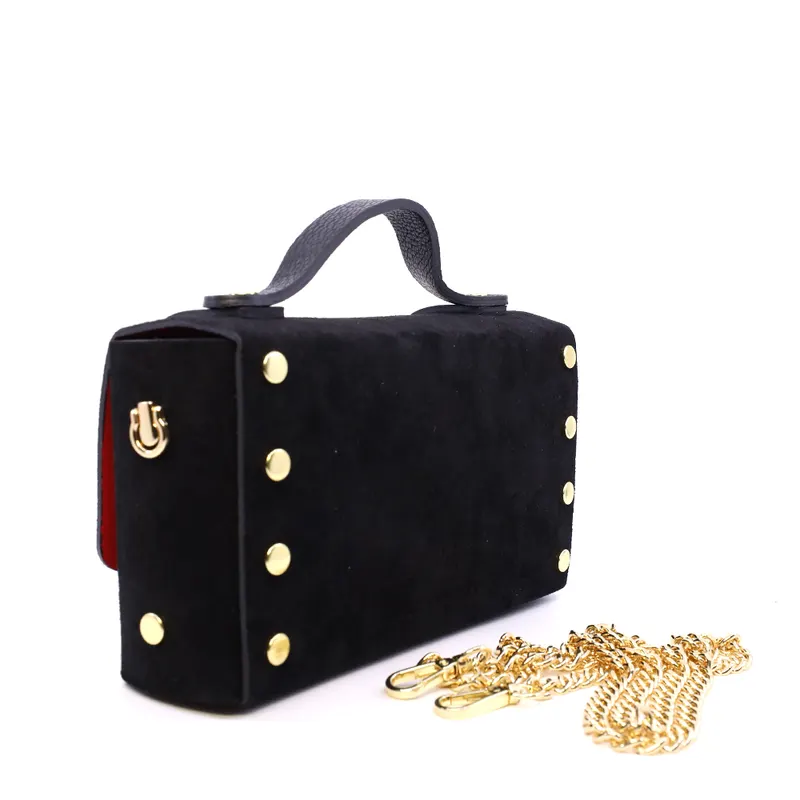 Poșetă mini crossbody femei Luca di Gioia neagră din piele întoarsă 144POSP3644VN — imaginea 2