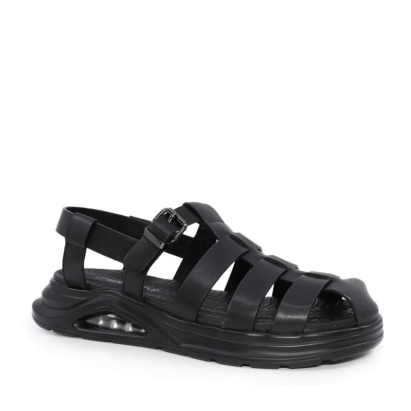 Sandale bărbați negre din piele 3857BS460N — imaginea 2