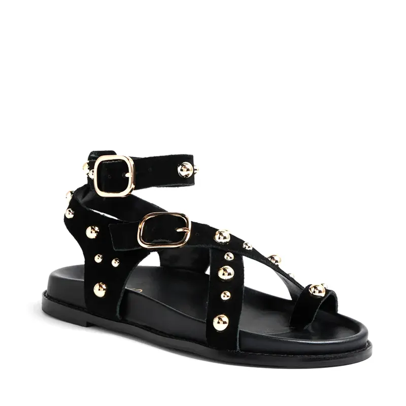 Sandale femei Steve Madden Linear negre din piele întoarsă 1461DSLINEARVN — imaginea 2