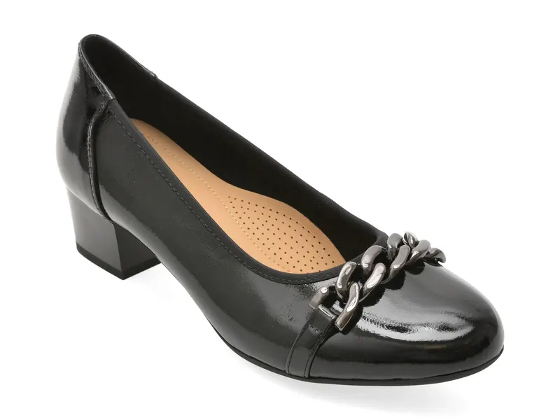 Pantofi eleganti KARISMA negri, JI60009, din piele naturala lacuita