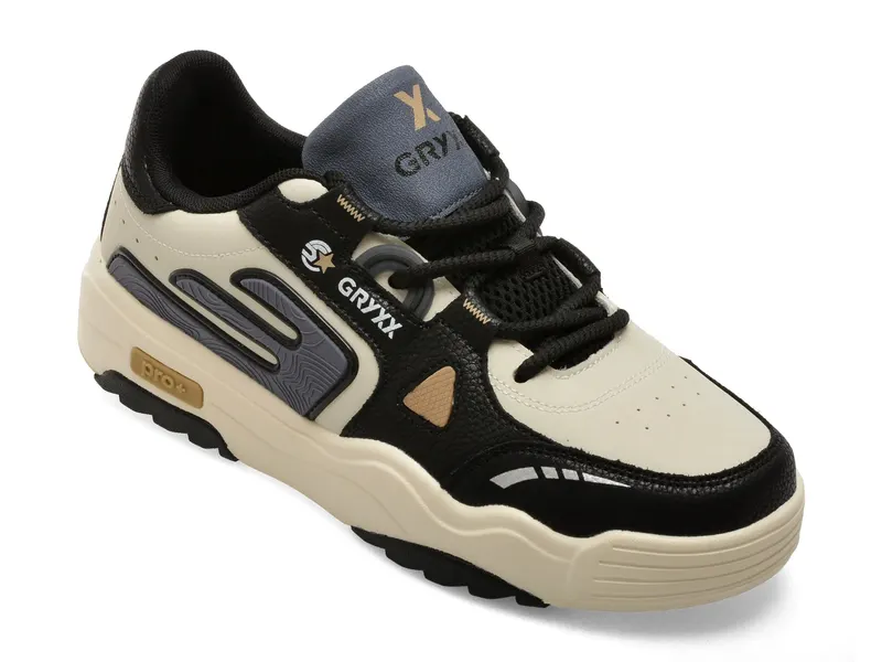 Pantofi sport GRYXX alb-negru, 1A3227, din piele naturala