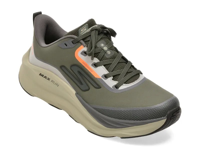 Pantofi sport SKECHERS kaki, MAX RUN, din material textil