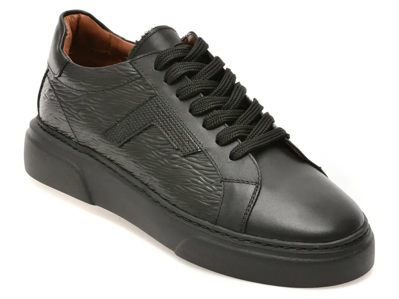 Pantofi sport LOST negri, LST101, din piele naturala
