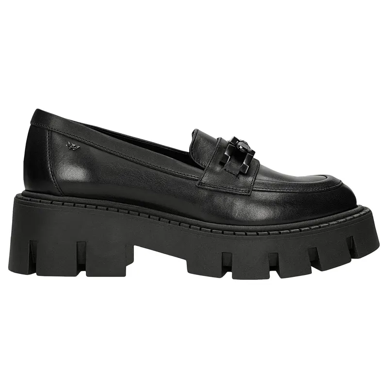 Mocasini negri masivi cu lănțișor
