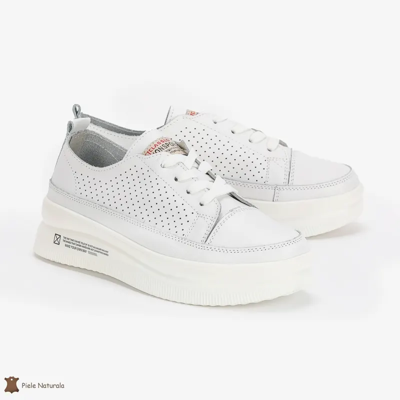 Pantofi Casual de dama din Piele naturala Șic Urban CRL0487 ALB