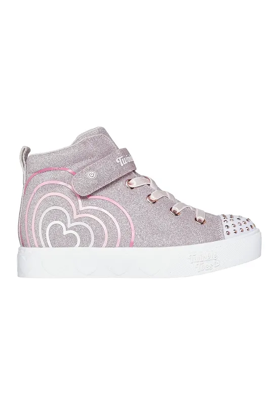 Tenisi mid-high cu lumini led Twinkle Toes Heart Steps - Roz prafuit