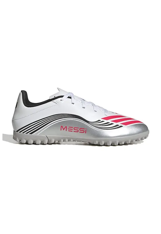 adidas Sportswear - Pantofi pentru fotbal F50 Messi Club - Rosu/Gri deschis
