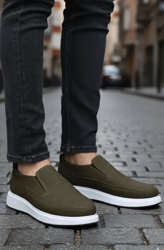 Pantofi Casual tip Slip-On din Piele Verde - FYZ GREEN