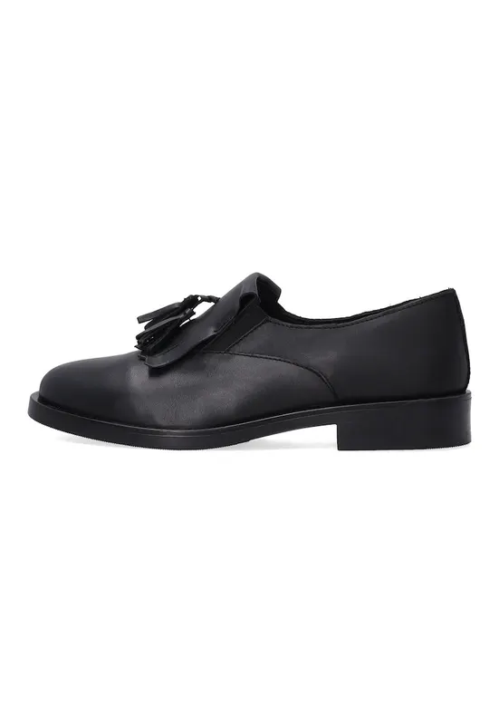 Pantofi loafer din piele cu franjuri si ciucuri