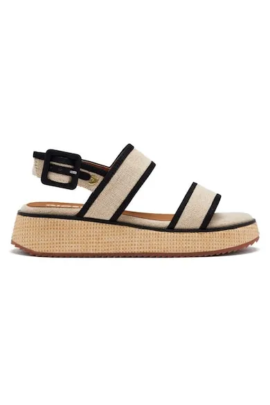 Sandale cu talpa wedge si catarama - Negru