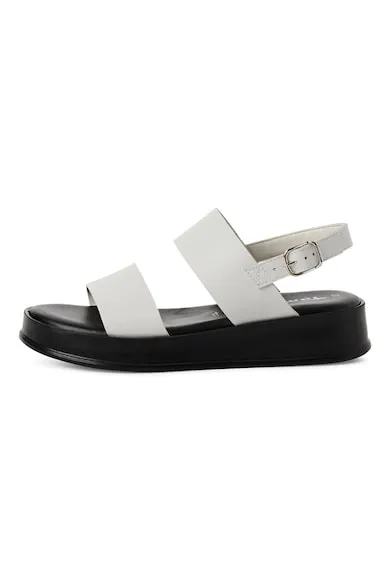 Sandale din piele cu talpa wedge - Alb optic