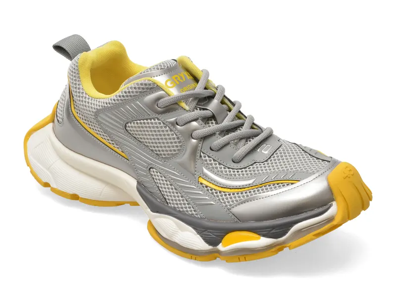 Pantofi sport gri, 61059, din material textil