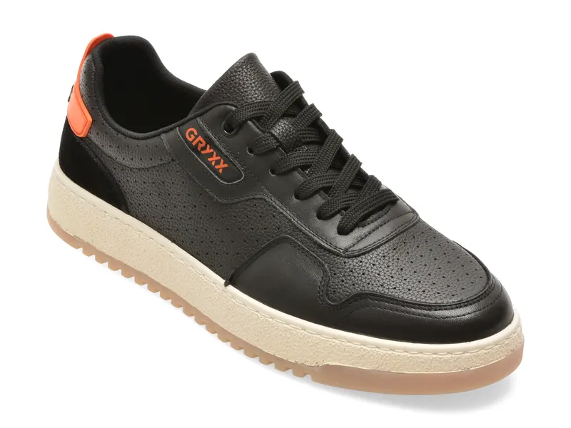 Pantofi sport negri, 59638, din piele naturala