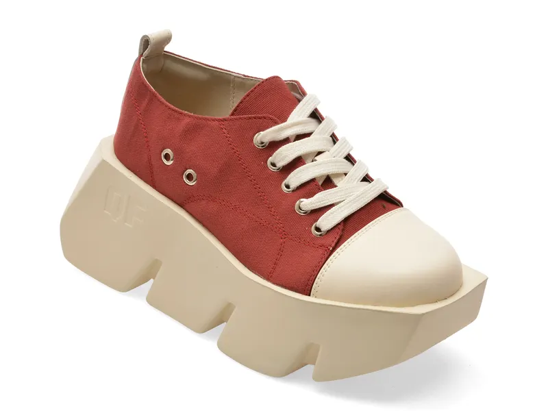 Pantofi sport rosii, 61665, din material textil