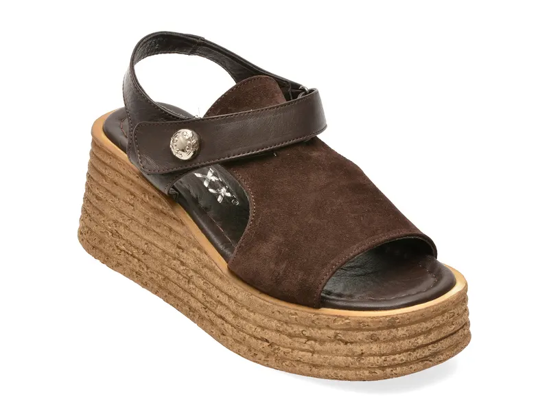Sandale maro, 2155461, din piele intoarsa