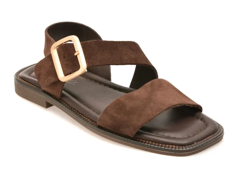 Sandale maro, 5001690, din piele intoarsa