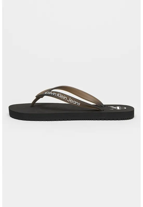 Papuci flip-flop cu detaliu logo - Negru