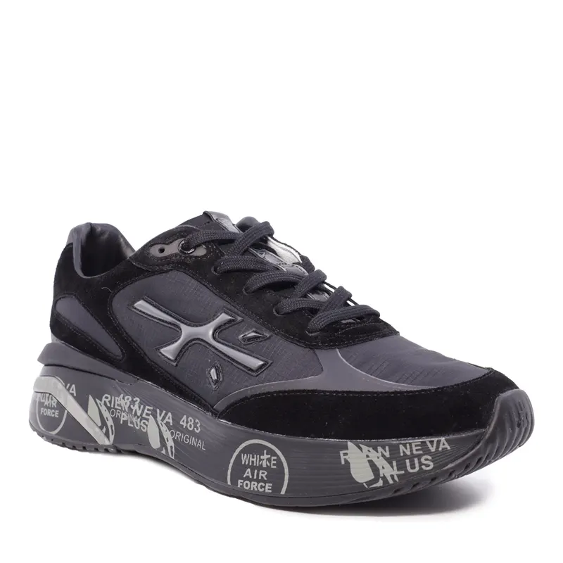 Sneakers bărbați Premiata Moerun negri din piele întoarsă și textil 1692bp6445n — imaginea 2