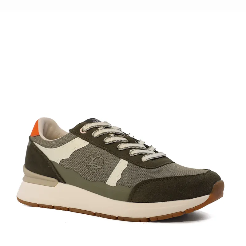 Sneakers bărbați Luca di Gioia verzi din piele și textil 1321BP1620VV — imaginea 2