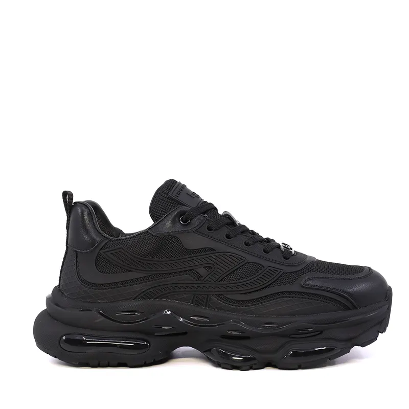 Sneakers bărbați Enzo Bertini negri din piele și textil 3661BP859N