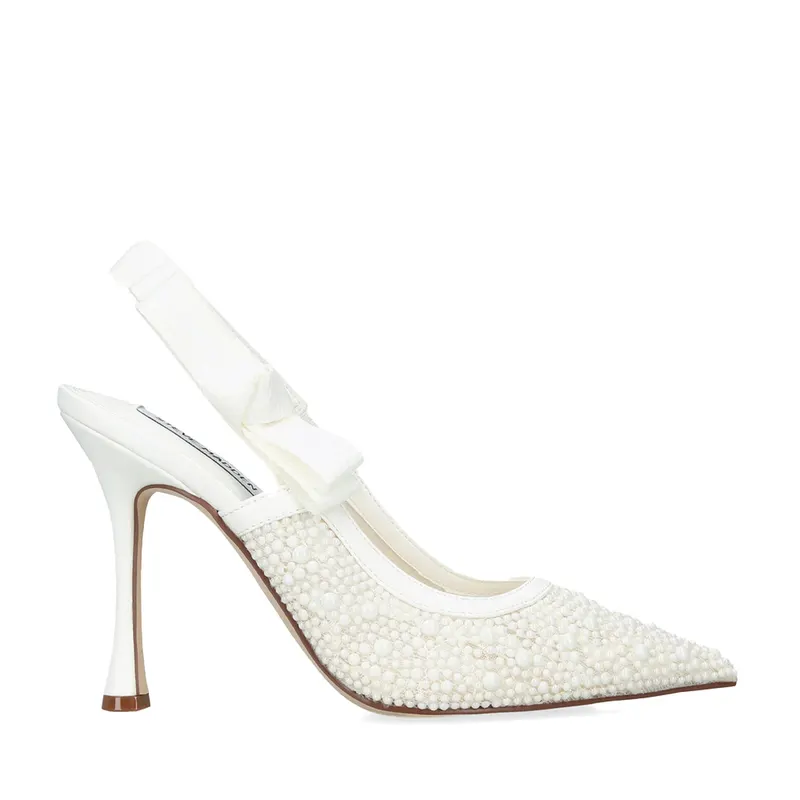 Pantofi stiletto slingback femei Steve Madden Brylie albi 1461DDBRYLIE-PA