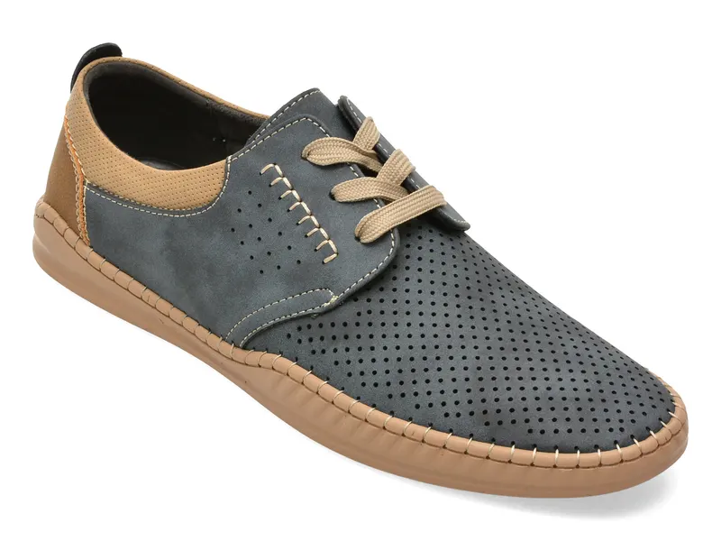 Pantofi BITE THE BULLET bleumarin, H696, din piele naturala