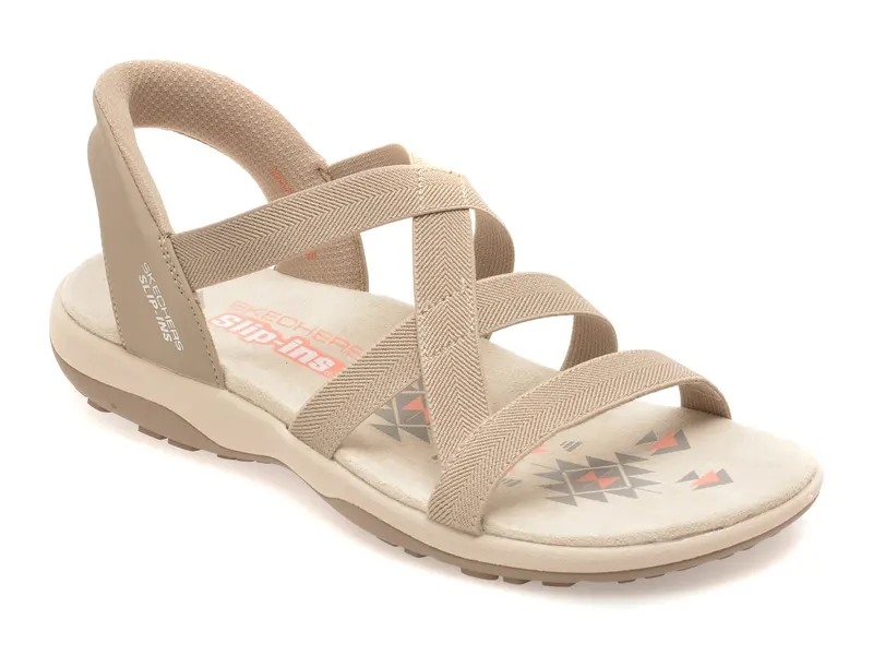 Sandale SKECHERS gri, REGGAE SLIM, din material textil