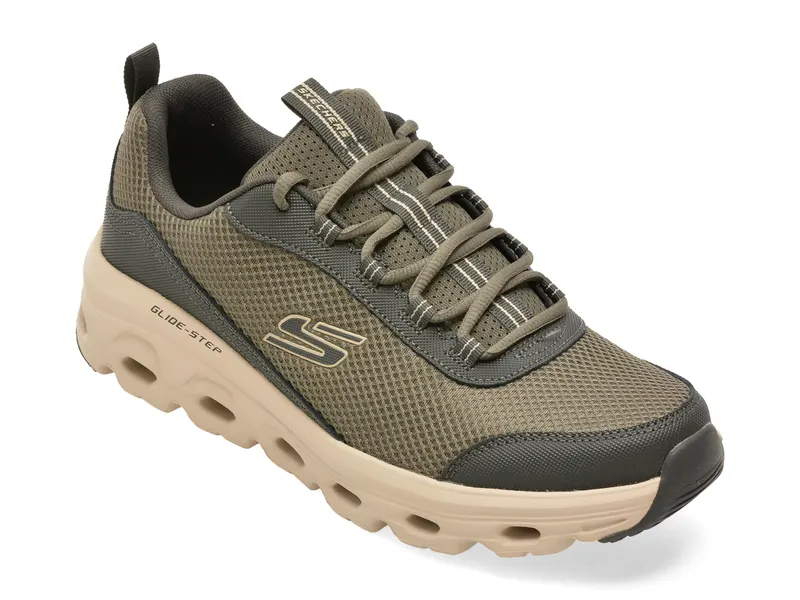 Pantofi sport SKECHERS kaki, GLIDE-STEP SOLE, din material textil