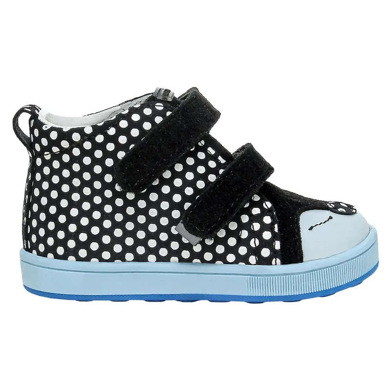 Botine negre cu buline albe și talpă albastră BARTEK 13568-10