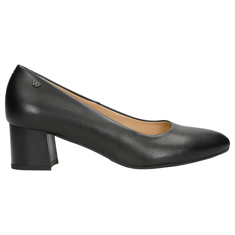 Pantofi stiletto negri din piele granulată damă