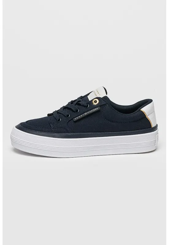 Pantofi sport low-cut cu talpa flatform - Auriu/Bleumarin
