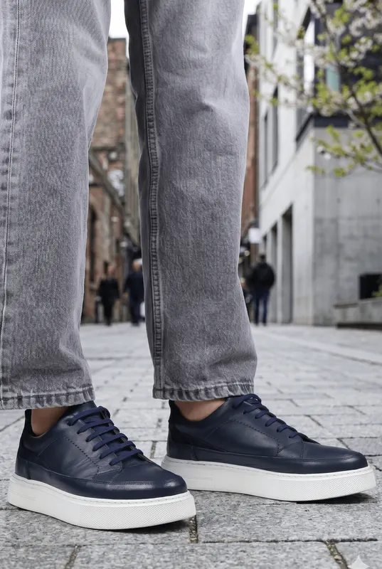 Pantofi Casual din Piele Naturală Albastri - ZEKI BLU
