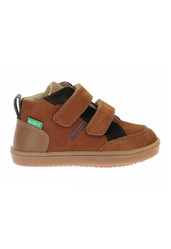 Pantofi din piele cu inchidere velcro - Maro scortisoara