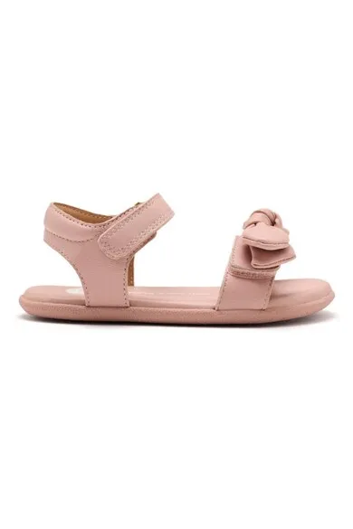 Sandale din piele cu funda frontala - Roz