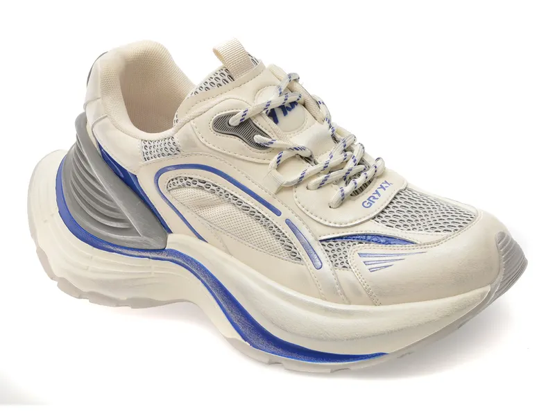 Pantofi sport albi, 66613, din material textil