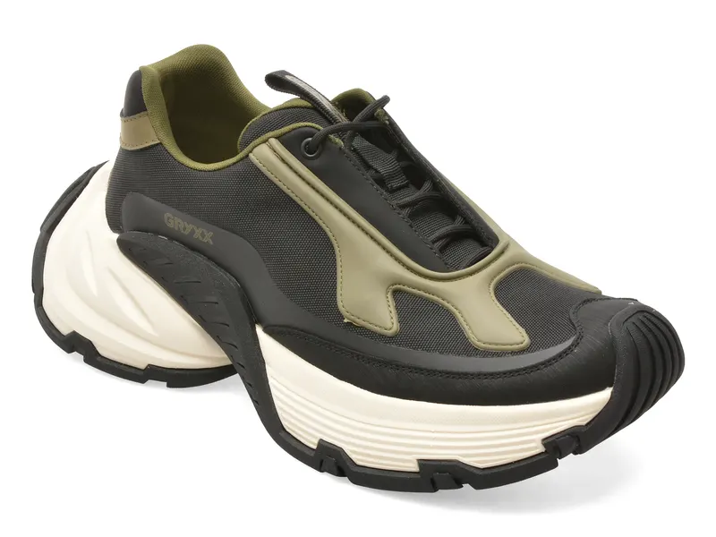Pantofi sport kaki, 1230, din material textil