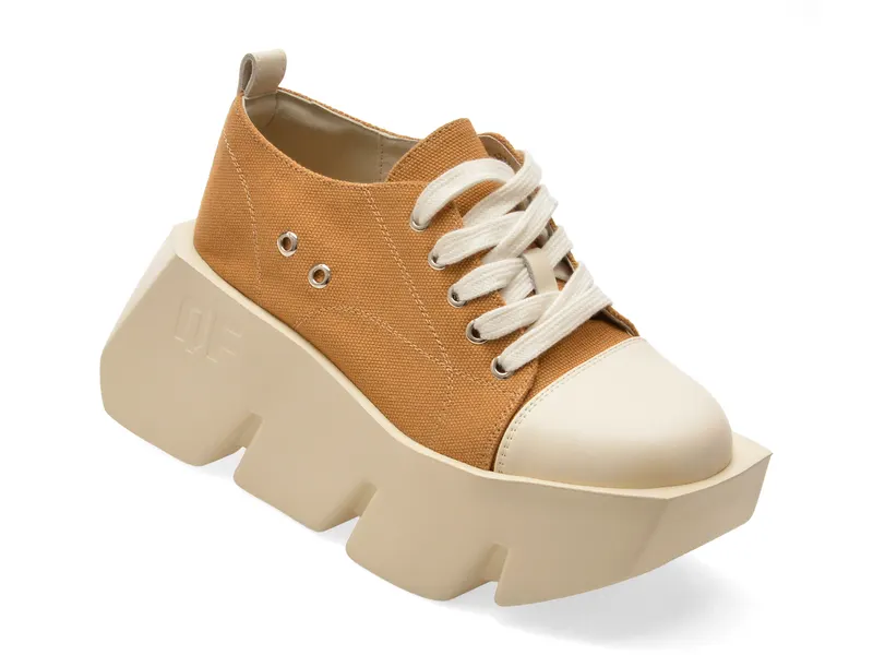 Pantofi sport galbeni, 61665, din material textil