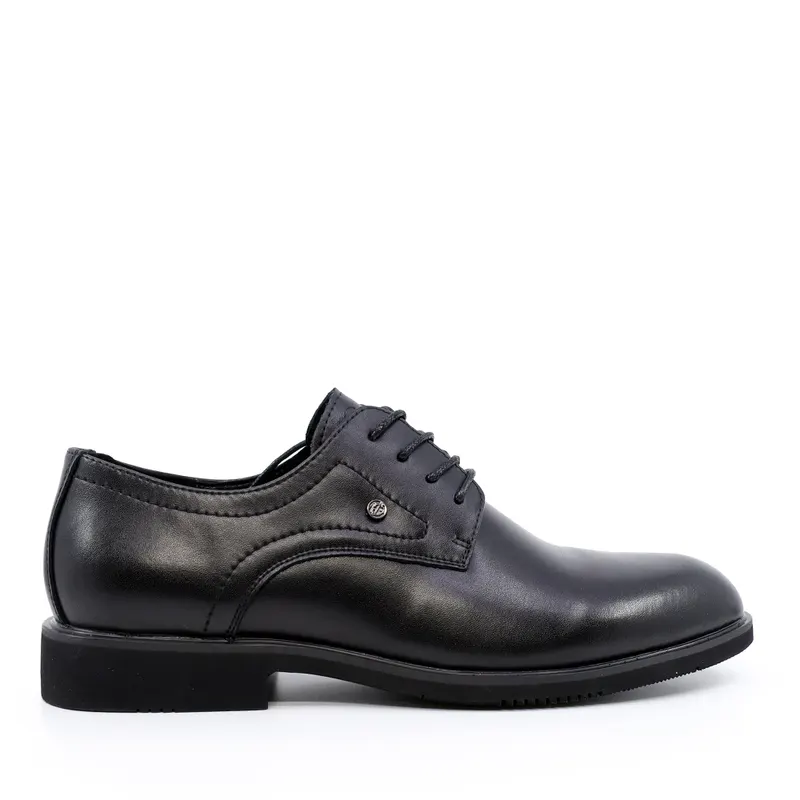 Pantofi derby bărbați negri din piele 3851bp324n